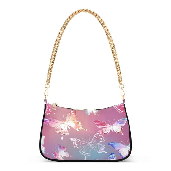 Ryvnso Magic Beautiful Butterfly Womens Chain Shoulder Bag Tote Handbags Clutch Hobo Purse with Zipper for Travel