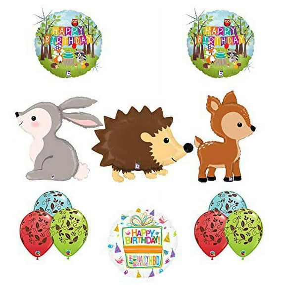 Mayflower Products Woodland Creatures Birthday Party Supplies Balloon Bouquet Decorations Hedgehog Deer and Rabbit