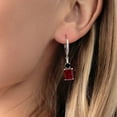 thumbnail image 3 of Gem Stone King 925 Sterling Silver Red Garnet and Black Diamond Dangle Earrings for Women (5.76 Cttw, Gemstone January Birthstone, Octagon 9X7MM), 3 of 4