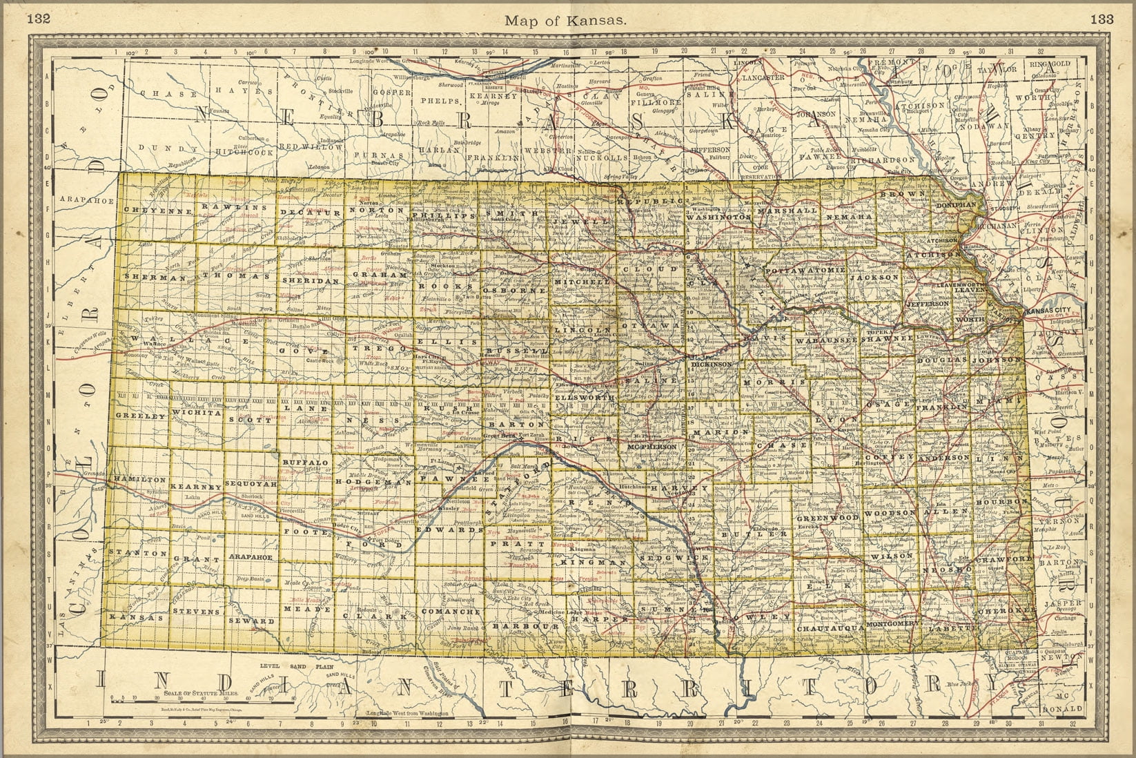 24"x36" Gallery Poster, map of kansas 1881 - Walmart.com