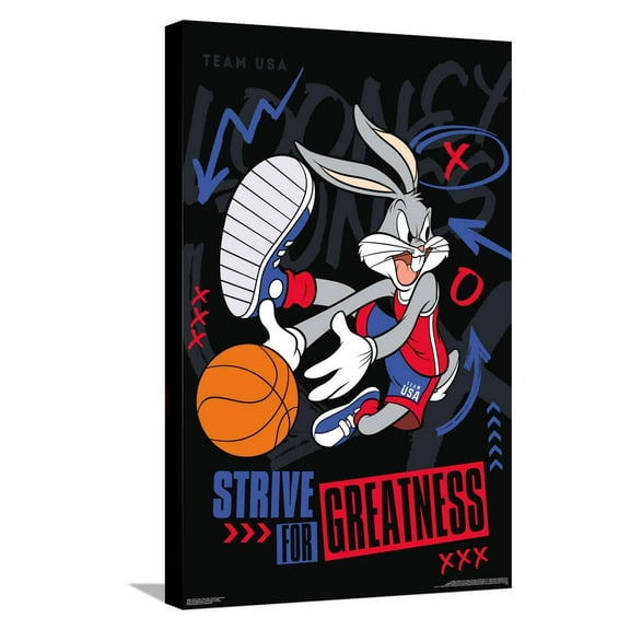 Looney Tunes x Team USA - Strive For Greatness Canvas Wall Poster, 14.725" x 22.375"