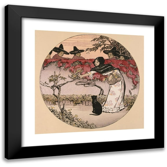 Helen Hyde 13x12 Black Modern Framed Museum Art Print Titled - A Mexican Coquette (1912)