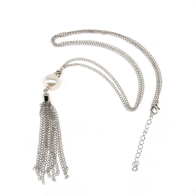 Collar Qarigey de cadena de moda ajustable con borlas Aleación única Plata Type3 NO3