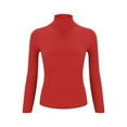 thumbnail image 4 of Clearance! Lisingtool thermal underwear for women Women Soft Sweater Slim Fit Lightweight Long Sleeve Turtleneck Tops Undershirt Sexy Knitted Warm Fitted Fashion Pullover Sweater Red1, 4 of 8