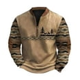 thumbnail image 2 of Men's Retro American Print Round Neck Half Pullover Hoodie, Casual Long Sleeve Sweatshirt, Vintage Streetwear for Christmas, Fall Winter, Casual Daily Wear,Khaki,3XL, 2 of 4