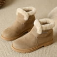 thumbnail image 6 of Winter Snow Boots for Women Casual Suede Hook and Loop High Top Furry Lined Lightweight Low Heel Round Toe Ankle Booties, 6 of 7