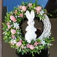 thumbnail image 3 of Neinkie Spring Wreaths for Front Door - Easter Bunny Wreath with Linen Bow/Hang Tag, Easter Wreaths Artificial Easter Egg Rabbit Garland with Pastel Berries, Easter Decorations Craft, 3 of 7