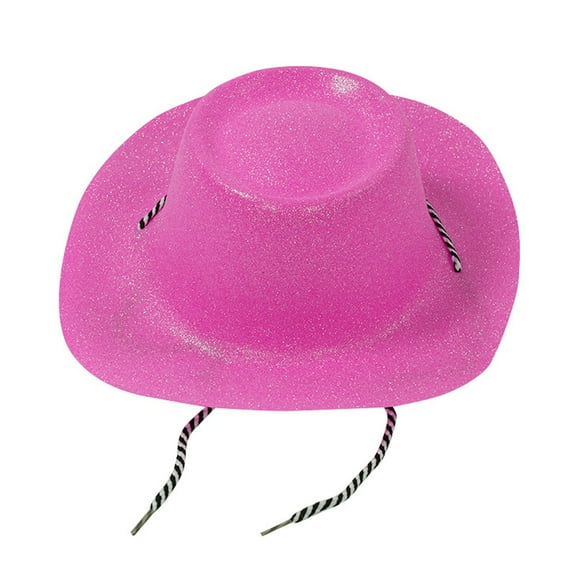 HNMKIU Glitter Shiny Pearl Cowboy Hat for Halloween Party Performance Jazz Accessory - for All Seasons Celebrations,Pink