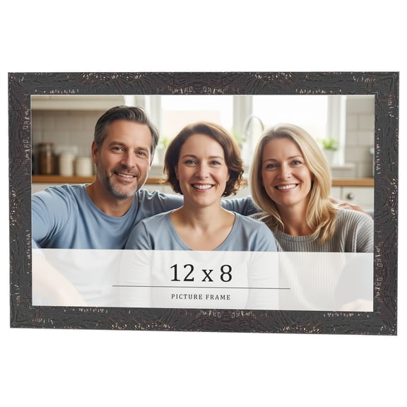 12x8 Frame Black Solid Wood Picture Frame Width 1.125 Inches | Interior Frame Depth 0.5 Inches |