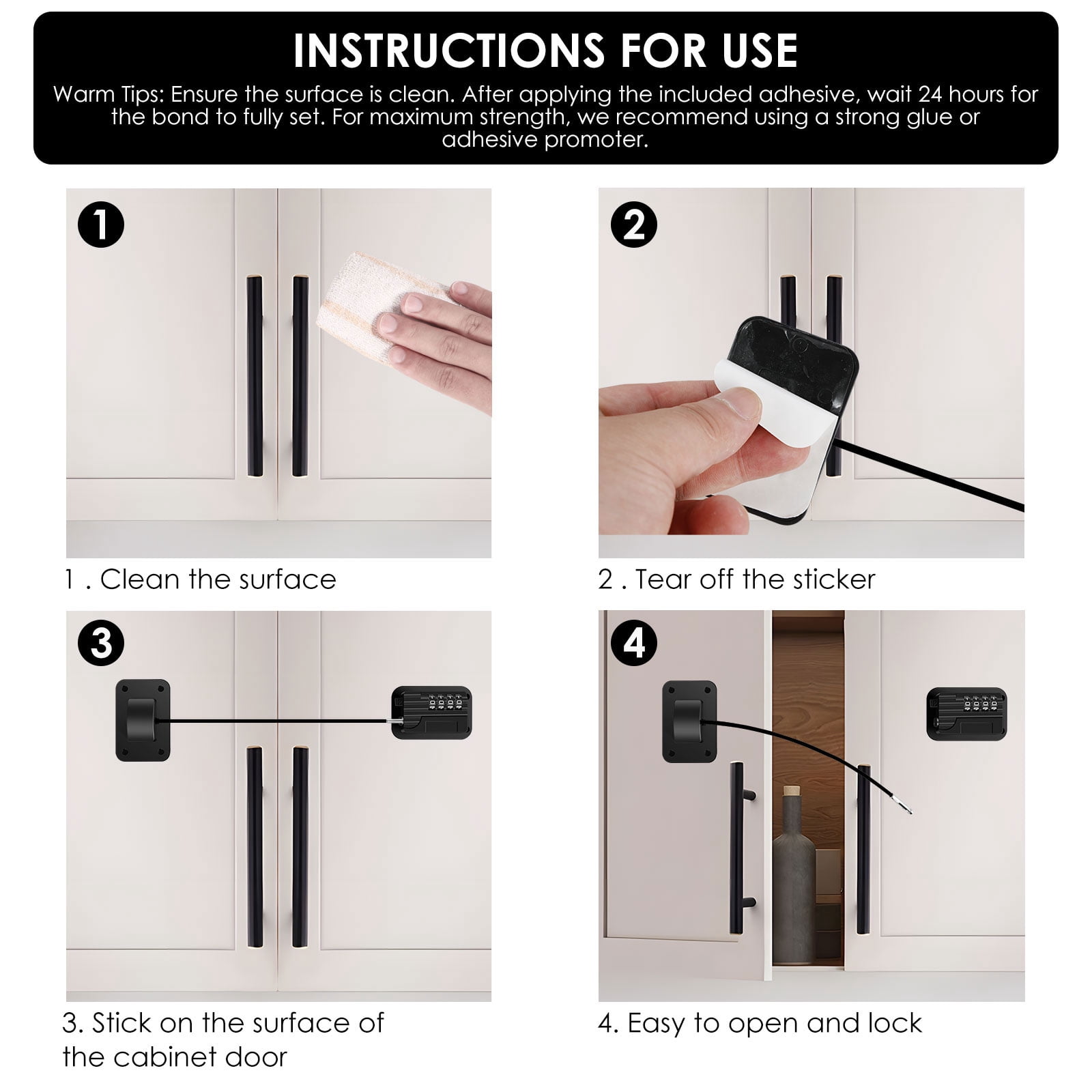 TMWEFUSC 8 PCS 2026 New Upgraded Combination Fridge Lock for Child Safety, Keyless Refrigerator & Freezer & Wardrobe Lock with Code for Kids Black