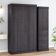 thumbnail image 3 of paproos Twin Size Murphy Bed with Wardrobe and Drawers, Storage Bed, Can be Folded into a Cabinet, Gray, 3 of 8