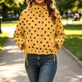 thumbnail image 2 of Tqcoqu Women's Polka Dot Cropped Jacket,Stand Collar Button Down Lightweight Oxford Cloth Windbreaker With Drawstring Hem And Pockets, 2 of 8