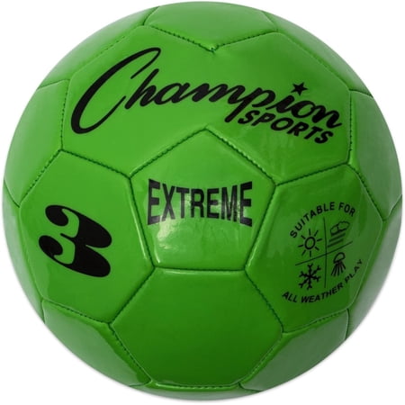 Champion Sports Extreme Series Soccer Ball Size 3 - Youth League All Weather Soft Touch Maximum Air Retention - Kick Balls for Kids Under 8 - Competitive and Recreational Futbol Games Green