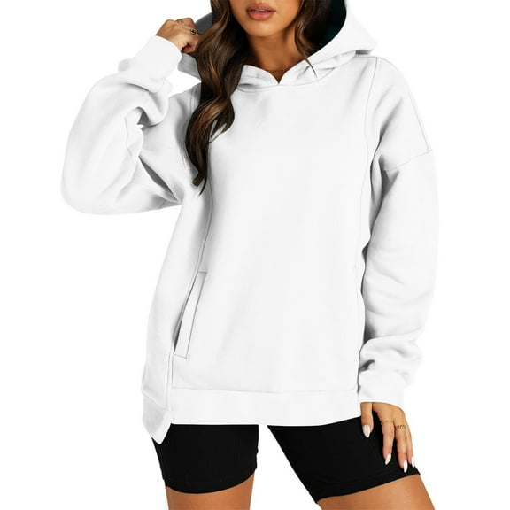 HAiming Womens Oversized Hoodies Solid Color Long Sleeve Pullover Tops 2025 Fall Casual Loose Sweatshirts with Pocket