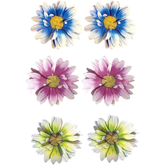 3-D Flower Pop Up Cards - 4" Wide, Set of 6, Blue, Green, Pink, Easter, Birthday, Mother's Day, Greeting Card, Wedding Favors, Get Well, Thank You