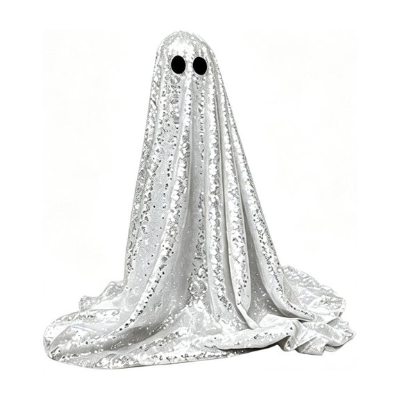 Halloween Ghost Decorations 13 Inch Sequin Standing Cute Spooky Ghost Figure for Indoor Outdoor Home Halloween Party Decor