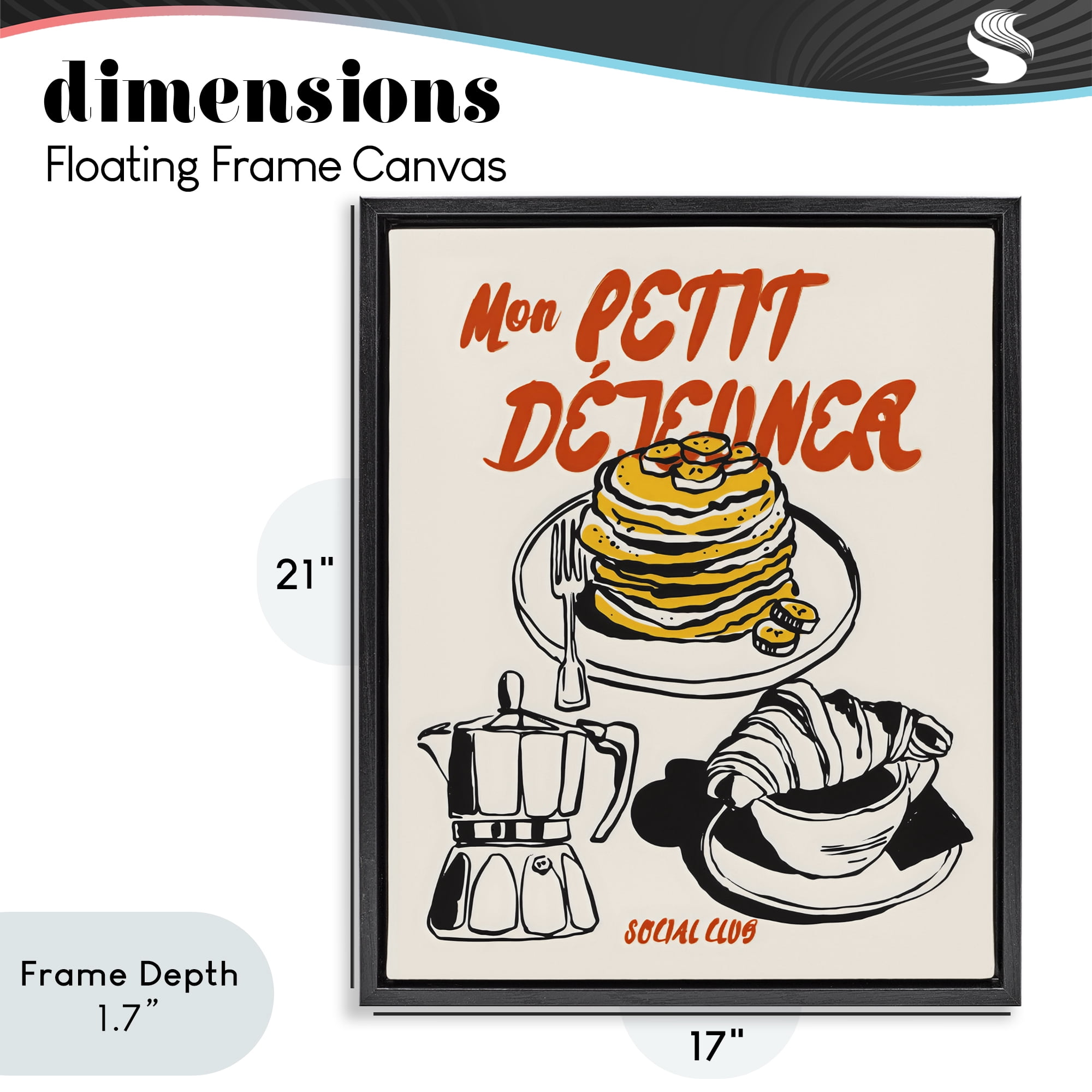 Stupell Industries My Breakfast Pancakes Spread Black Framed Floater Canvas Wall Art, design by The Prints Vibe