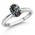 thumbnail image 2 of Gem Stone King 10K White Gold Green Mystic Topaz Solitaire Engagement Ring for Women (1.58 Cttw, Oval 8X6MM, Gemstone Birthstone, Available in Size 5, 6, 7, 8, 9), 2 of 4