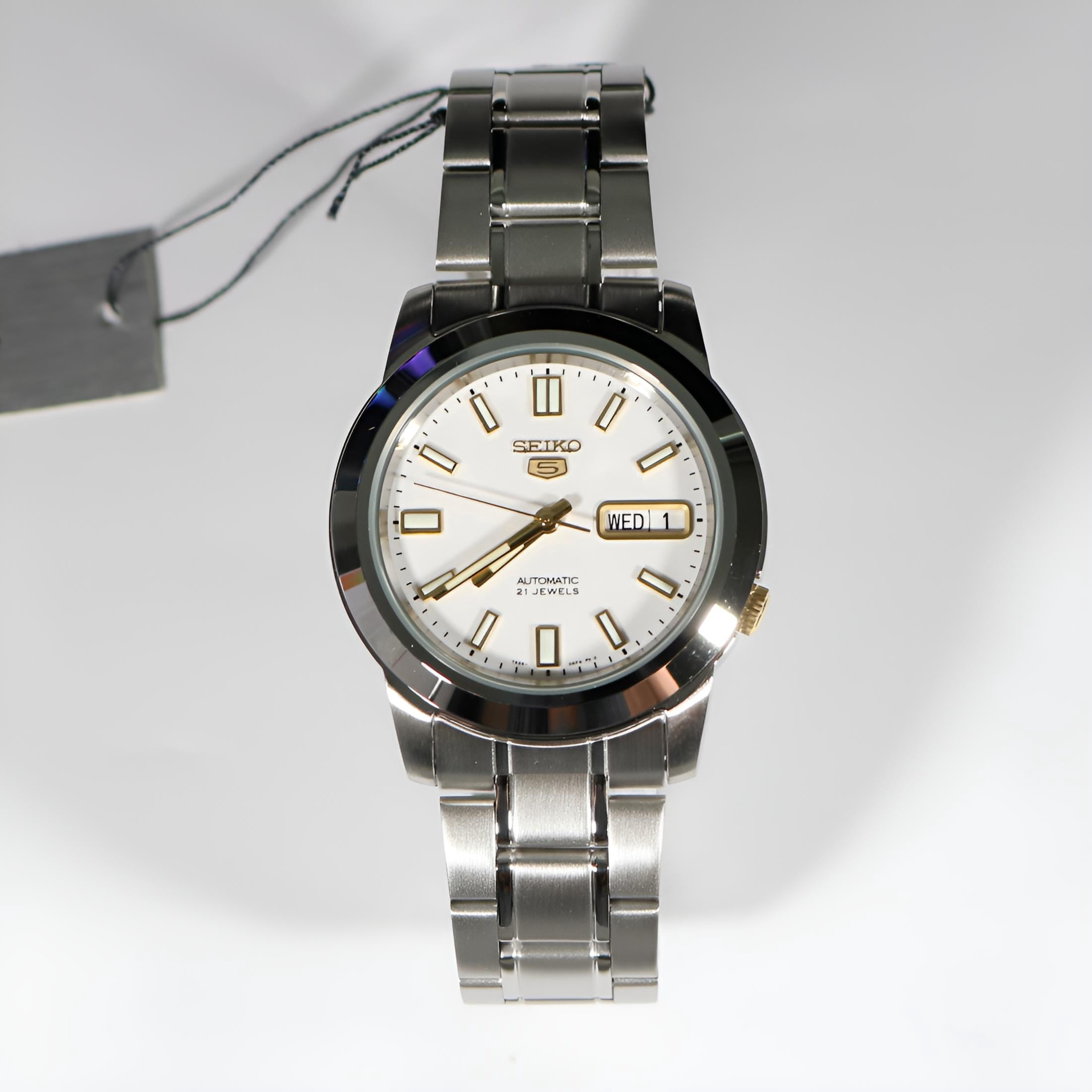 Seiko 5 Unisex Adult Automatic Stainless Steel Watch, White Dial
