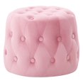 thumbnail image 1 of CorLiving Lynwood Velvet 15" Small Round Tufted Ottoman Pouf, 1 of 6