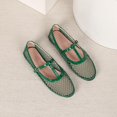 thumbnail image 6 of Samdudou Mary Jane Shoes for Women Closed Toe Flat Sandals Breathable Hollow Out Fishnet Mesh T Strap Buckle Vintage Casual Walking Footwear for Office Street, 6 of 8