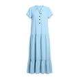 thumbnail image 6 of ClodeEU Women's V Neck Short Sleeve Tiered Midi Dress,Casual A Line Flowy Dress Light Blue,Women's Plus M, 6 of 6