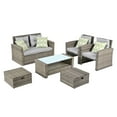 thumbnail image 5 of JONPONY Patio Furniture Rattan Sectional Sofa Set, Outdoor Furniture, All-Weather PE Wicker Furniture, 6 Set Wicker Furniture With Tempered Glass Coffee Table, 5 of 9