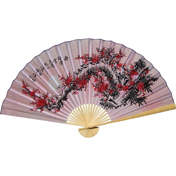 Large 60" Folding Wall Fan -- Purity Blossoms -- Original Hand-painted
