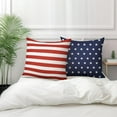 thumbnail image 5 of 4th of July Throw Pillow Cover 18x18 Inch Set of 2 Patriotic Red White Stripes Blue Stars Decorative Outdoor Pillow Cover Memorial Independence Day Pillow Cases Farmhouse for Home Sofa Bed, 5 of 6
