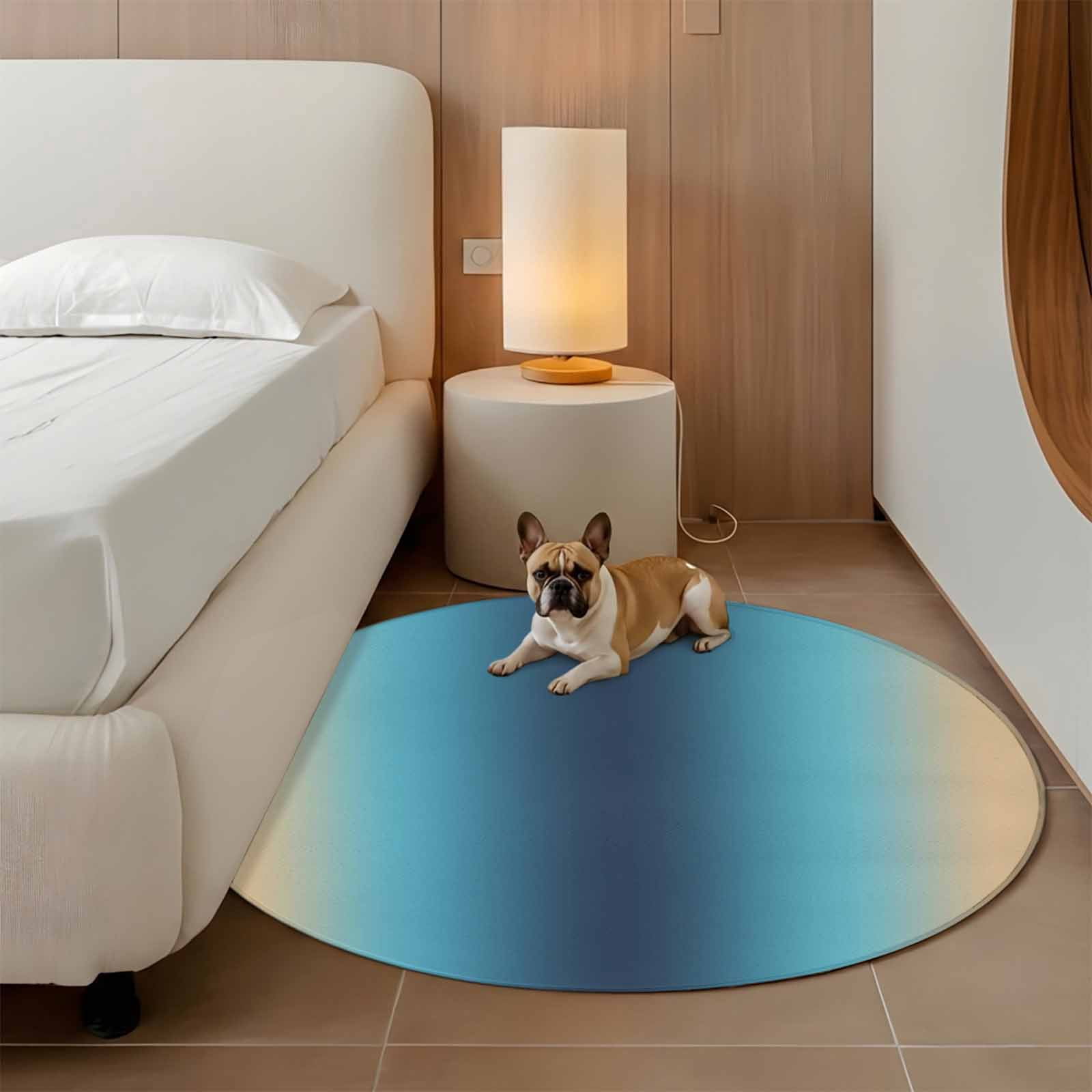 Blue Teal Yellow Ombre Round Area Rug 4Ft Washable Circle Rugs for Bedroom Dining Room, Farmhouse Modern Gradient Art Non-Slip Carpet Floor Mats Indoor Outdoor Carpet Runner Aesthetic Home Decor