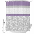 thumbnail image 2 of Purple Grey Waterproof Fabric Shower Curtain,Chic Garden Floral Stripe Aesthetic Flower Waterproof Fabric Shower Curtain for Bathroom Curtains Bathtubs Shower Curtains with 12 Hooks Standard 60x72, 2 of 8