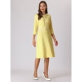 thumbnail image 3 of DARING DIVA A-Line Contrast Color Tweed Trim Dress M Yellow, 3 of 6