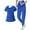 Blue, variant on Minjewel Women's Asymmetric Collar Short Sleeve Scrubs for Women Set with Pockets, Stylish & Functional Scrub Set for Healthcare Workers,Blue L