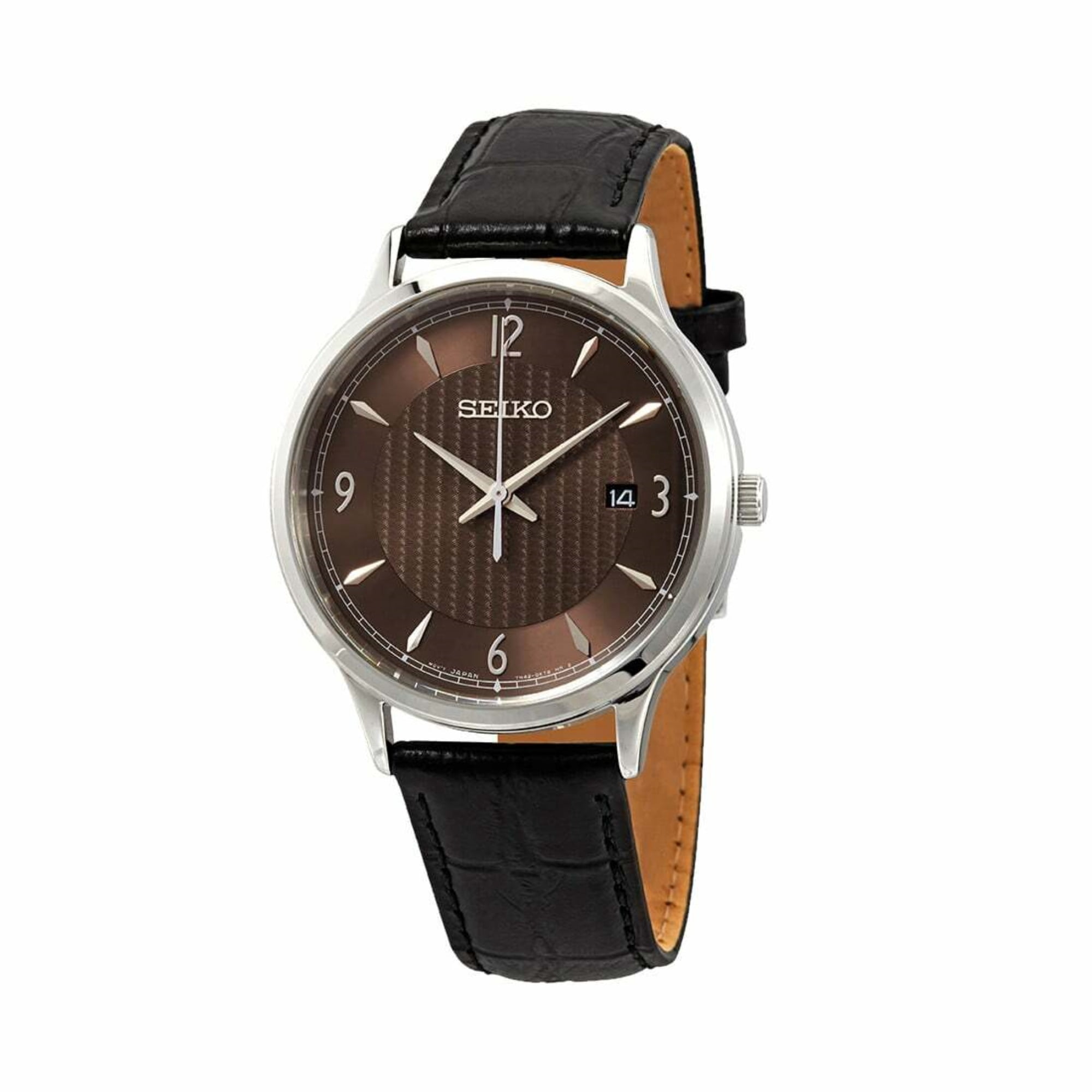 Seiko SNE495 Black Dial Men's Black Leather Quartz Watch - Walmart.com