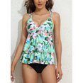 thumbnail image 3 of Charmo Ruffled Layer V Neck Tankini Swimsuits for Womens Tummy Control Two Piece Bathing Suit with Shorts, 3 of 7