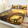 thumbnail image 7 of jejeloiu Wild Dinosaur Twin Sheet Sets,Natural Scenery Mountain Twin Fitted Sheet,Jungle Wildlife Flat Sheet For Boys Kids,Breathable Bedroom Decorative,3 Pieces, 7 of 7