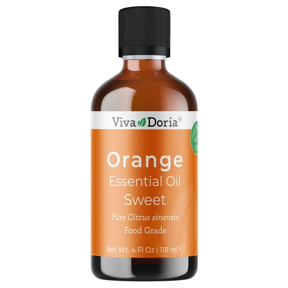 Viva Doria Orange Essential Oil, 118 ml (14fl oz) – Food Grade, 100% Pure, Natural Oil for Aromatherapy