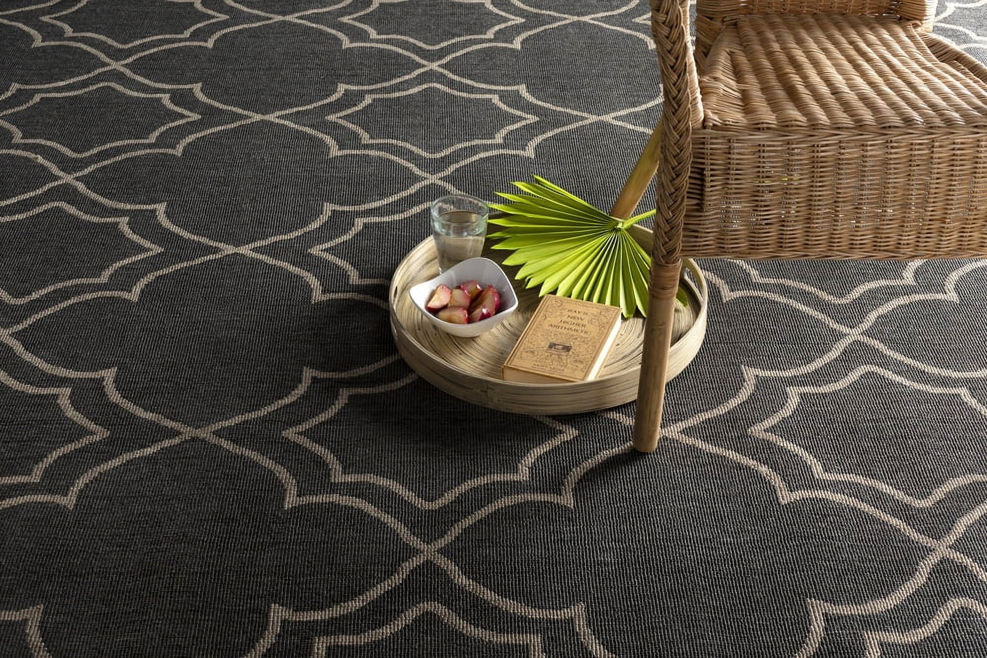 Livabliss Outdoor Rugs, 2x12 Alfresco Cottage Black Runner Area Rug for Patio, Porch, Deck, Backyard, Waterproof Indoor Outdoor Carpet (2'5" x 11'10" Runner)