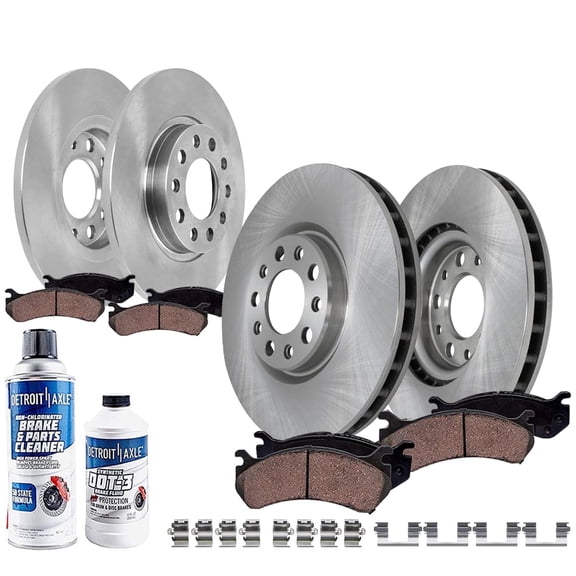 Detroit Axle - Brake Kit for 2014-2022 Jeep Cherokee [Single Piston Front Calipers], Brakes Rotors Brake Pads 2015 2016 2017 2018 2019 2020 2021 Replacement : 12.99" Front and 10.95" Rear Rotor
