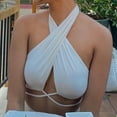 thumbnail image 3 of Honeeladyy Clearance under 10$ Crisscross Cut Out Vest for Women Sexy Halter Wrap Bandage Self Tie Crop Tops Backless Sleeveless Summer Tank Tops White, 3 of 8