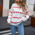 thumbnail image 5 of WRKEKC Women's Heart Print Knit Pullover Sweater Casual Crew Neck Long Sleeve Valentine Fall Tops Cozy Womens Sweater Romantic, 5 of 10