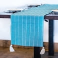 thumbnail image 4 of Heavenera 14x108 inches Turquoise Rectangular Cotton Woven Table Runner, 4 of 5