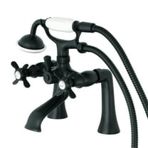 Kingston Brass KS288MB Essex 7" Center Deck-Mount Clawfoot Tub Faucet with Hand Shower, Matte Black