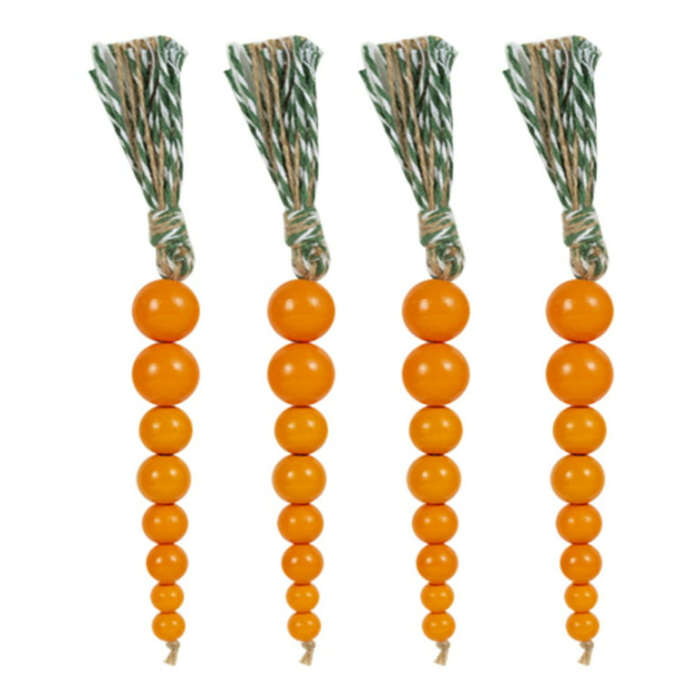 4 Pieces Easter Wood Beads for Crafts Carrot Wooden Bead Easter Wooden  Craft Beads Orange Round Beads Farmhouse Wooden Bead with Twine for Easter  Party DIY Spring Home Garland Decorations 