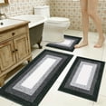 thumbnail image 4 of Tuvgenk 3 Piece Bathroom Rug Set Non Slip Water Absorbing Bathroom Rugs Sets 3 Large Washable Bath Mat Set for Shower(Black,47x16,24x16,20x16 inch), 4 of 8