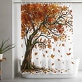 thumbnail image 5 of Tree Fall Shower Curtain Set, Waterproof Shower Curtains for Bathroom, Autumn Leaves Branches Watercolor Botanical Elegant Washable Fabric Bath Curtain for Bathtub Decoration with Hooks 48x72 Inches, 5 of 9