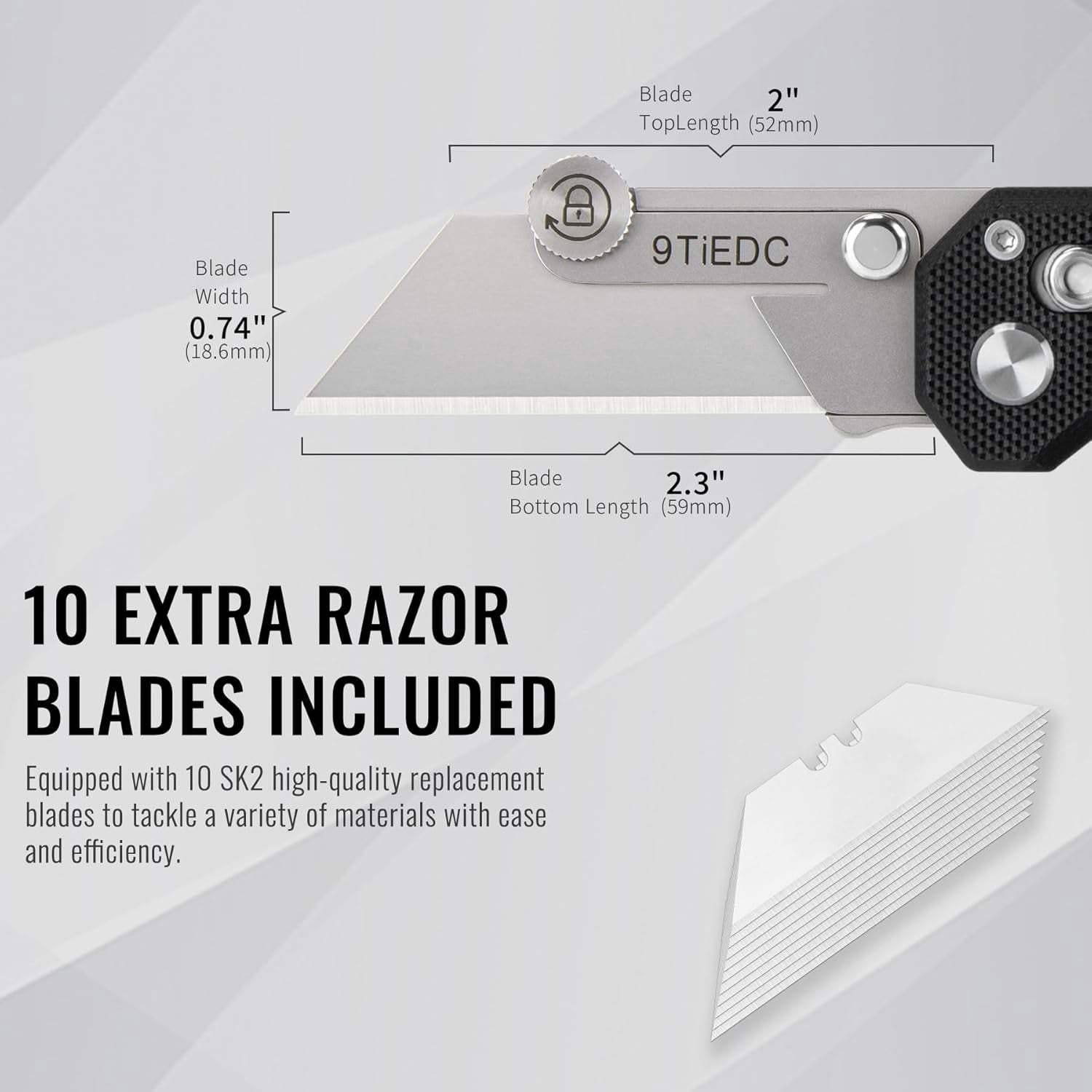 SONGAUN Folding Utility Knife,G10 Handle Heavy Duty Safety Box Cutter,Razor Knife & EDC Pocket Knife with Extra 10PC Blades,Perfect for Household Tools,Office,Factory,Outdoor Use.