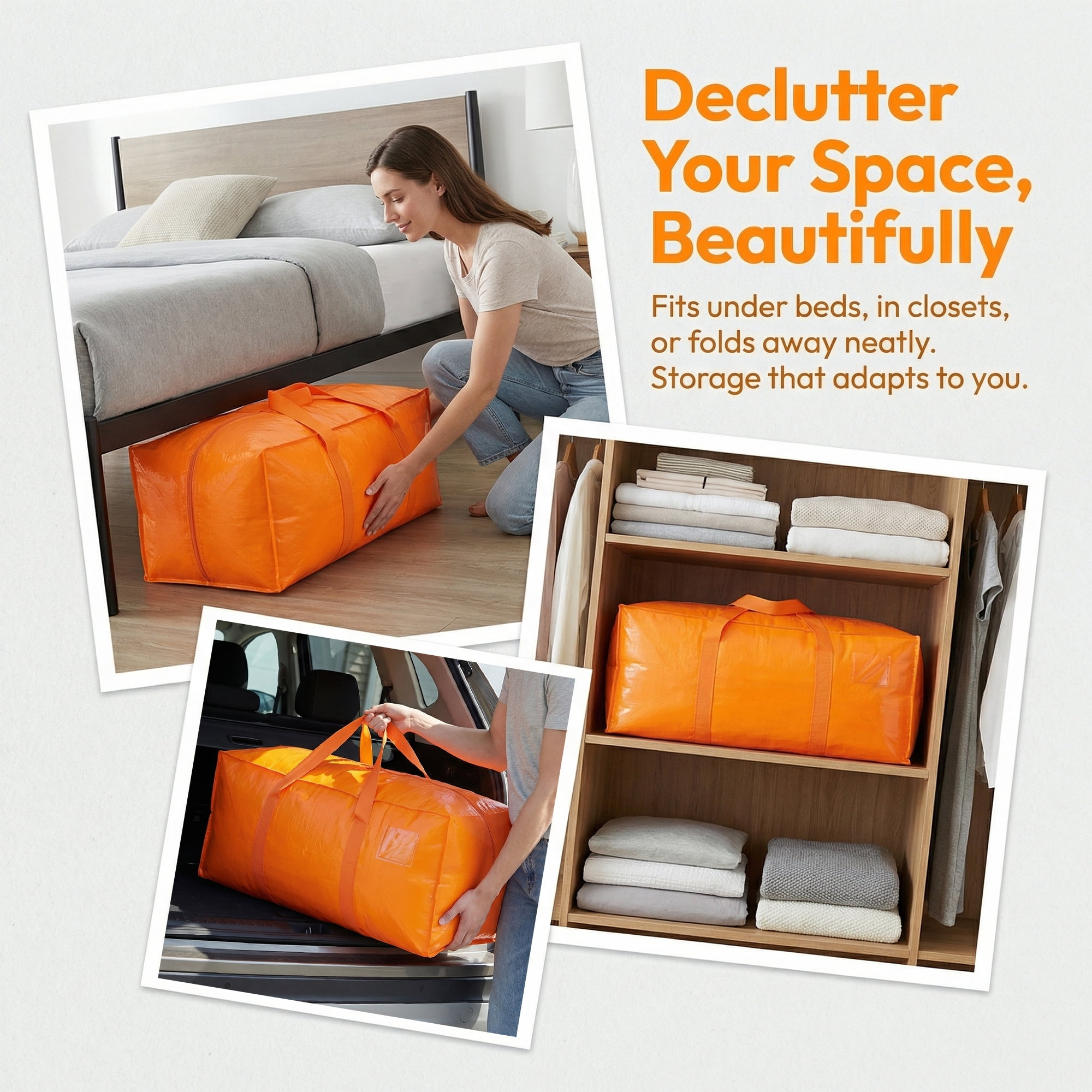 Unique Bargains Storage Bag for Organizing Bedroom with Handle Yellow 28.74"x14.17"x12.99"