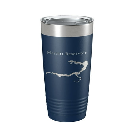 

Merritt Reservoir Tumbler Lake Map Travel Mug Insulated Laser Engraved Coffee Cup Nebraska 20 oz Navy Blue