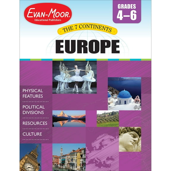 Evan-Moor 7 Continents: Europe, Grade 4 - 6 Teacher Resource